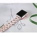 Secbolt Bling Bands Compatible Apple Watch Band 42mm 44mm iWatch Series 6 5 4 3 2 1 SE Women Dressy Jewelry D-link Stainless Steel Wristband Strap, Rose Gold