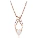JIANGYUE Lady’s Pendant White Fire Opal Rose Gold Plated Heart Angel Wings Necklace Jewelry Valentine's Day Gift