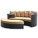 Modway Taiji Wicker Rattan Outdoor Patio Sectional Daybed in Espresso Mocha