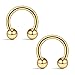 Ruifan 12PCS Assorted Colors Surgical Steel CBR Non-Piercing Fake Nose Septum Horseshoe Earring Eyebrow Tongue Lip Piercing Ring with 4mm Balls 14G 8mm