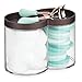 mDesign Plastic Canister Jar Organizer Set with Storage Lid - Home Decor Holder for Bathroom/Restroom Vanity Countertop, Cabinet - Holds Cotton Balls, Soap - Lumiere Collection - Clear/Bronze