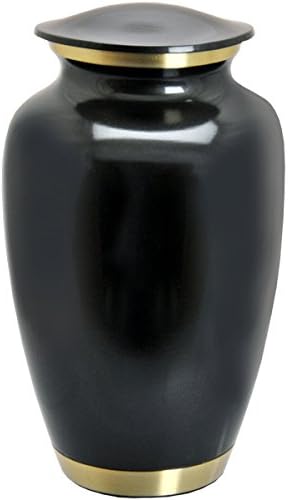 Memorial GalleryCustom Engravable Dark Pewter with Two Gold Bands Cremation Urn (11", Dark Pewter)