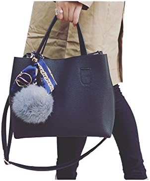 Hycurey Women PU Leather Big Shoulder Bag Purse Handbag Tote Bags (Black)