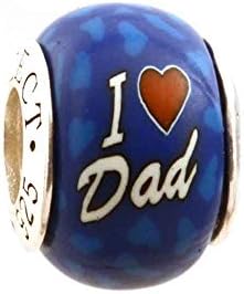 I Love Dad Bead Charm for Add-A-Bead Bracelets Clay &amp; Sterling Silver by MAYselect