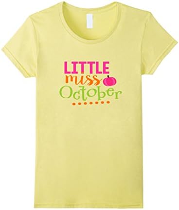 Women's Little Miss October T-Shirt Medium Lemon