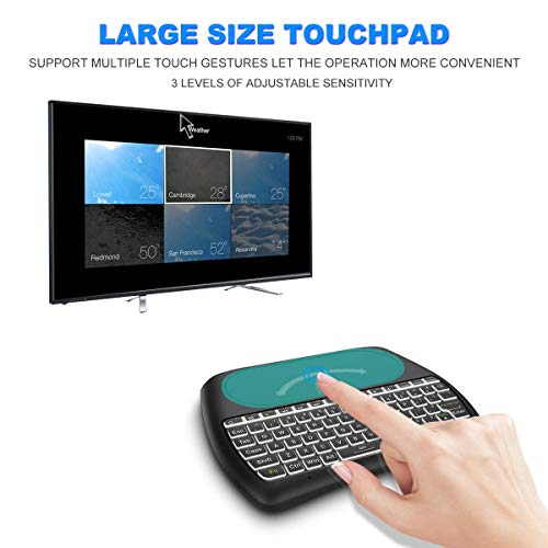 (Okela D8 Upgraded Version) Mini Wireless Keyboard with Touchpad Mouse, 2.4Ghz Backlit Handheld Rechargeable TV Keyboard Remote for PC/Google Android TV Box,Raspberry Pi and More
