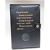 Deluxe Double Alcoholics Anonymous AA Big Book & 12 Steps & 12 Traditions Book Cover Medallion Holder Black