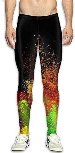 EWUYBZ Men's Compression Pants Baselayer Running Tights Colored Explosives 3D Print Fitness Sports Leggings