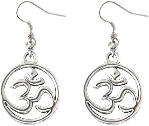 Ohm Symbol Metaphysical Silver Tone Charm Earrings
