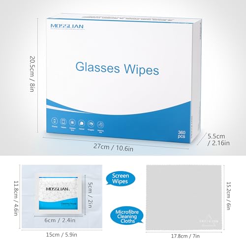MOSSLIAN 360 Multi-Purpose Cleaning Wipes for Glasses, Tablets, Smartphones, Screens