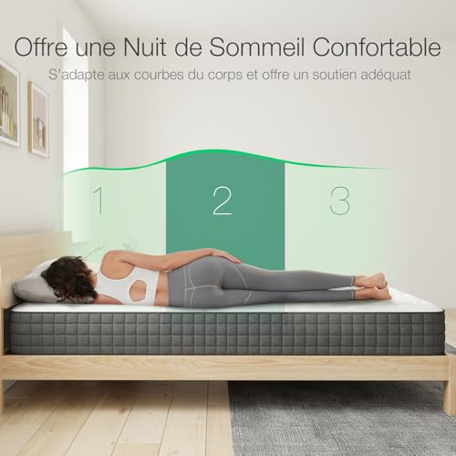 Novilla Matelas 90x190, 20 cm, Matelas Memoire de Forme, Mousse en Fibre de Bambou, Matelas Réversible à Deux Faces Utilisables, Sommeil Frais, Certifié OEKO-TEX, Excellent Confort et Respirable