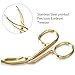 Hicarer 3 Pcs Eyebrow Tweezers Scissor for Women Facial Hair Handle Straight Tip Scissor Shaped Eyebrows Tweezers for Hair Plucker Remover Eyebrows Care Wig Plucking for Women Men(Gold Plated)