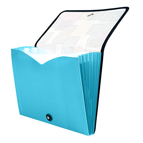 DocIt Modern Morocco 7 Pocket Expanding File Folder for Letter Size Document Storage, Fits Standard File Drawers, Blue (00929-BL)