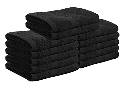 Cotton Bleach Proof Salon Hand Towels (24-Pack,Black,16x27 inches) Bleach Resistant Hand Towel (24, Black)