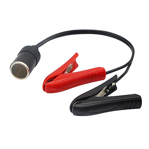 CERRXIAN 10 Inch 12V Battery Terminal Clip-on Car Cigarette Lighter Socket Female Adapter Extension Cord