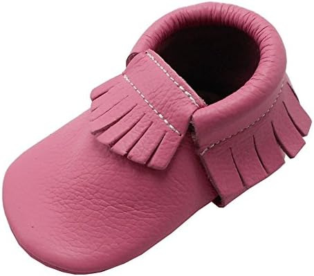 YIHAKIDS Baby Shoes Soft Leather Sole Infant Kids Crib Toddler Baby Moccasins Pink (12-18 Months, Pink)