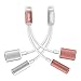 2 in 1 Lightning iPhone 7 Adapter, 2 Pack Lightning Adapter and Charger, Lightning to 3.5mm Aux Headphone Jack Audio Adapter for iphone 7 / 7 plus - No Calling and Music Control[Silver + Rose]