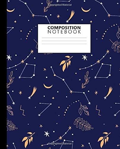 Download Composition Notebook: Pretty Wide Ruled Blank Notebook for College & School | Adorable Blank Wide Lined Journal For Students, Kids & Teens for Writing & Notes | Fantasy Night Constellations Print PDF