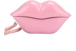 CHICIRIS Attractive Pink Lips Shape Desk Landline Phone, Stable Signal for Home and Office, Environmental Friendly Plastic Ma