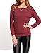 Haola Women's Long Sleeve Tops Round Neck Casual Teen Girls Tees Loose T Shirts Blouse L WineRed