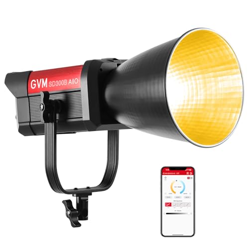 GVM 300W LED Video Light, 221950 Lux/1m, ARO SD300B Photo Lighting Kit with App Control, 2700K-6800K Continuous Studio Light for Youtube, Cinema, 12 Scenic Effects