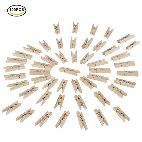 Giveet 328 Feet Natural Jute Twine and 100 Pieces Mini Clothespins, Multi-Purpose Arts Crafts Twine Industrial Heavy Duty Packing String for Gifts, DIY Crafts, Festive and Gardening Applications