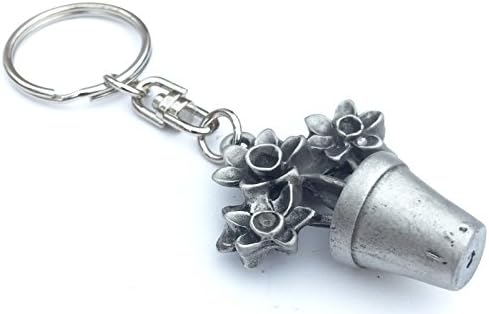 Solid Pewter Flowerpot Keychain