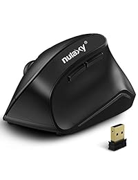 Nulaxy Ratón óptico inalámbrico vertical de 2,4 G ergonómico con 6 botones, receptor USB, 3 niveles ajustables DPI mejor para portátil, PC, ordenador portátil, MacBook