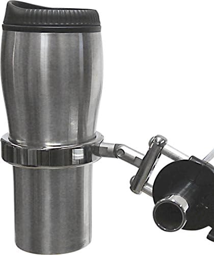 Roadrunner PLUS Motorcycle Drink Holder w/Swivel &amp; Travel Mug, Brake/Clutch, Chrome, Leader Motorcycle Accessories RU-RECh