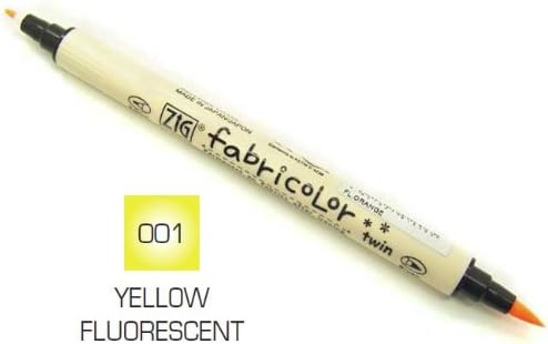 Zig Fabri Colour TC-4000 2.0 mm Brush Tip Twin Marker - Fluorescent Yellow