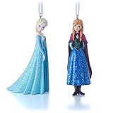 Hallmark Disney Frozen Elsa and Anna Christmas Ornaments, Set of 2