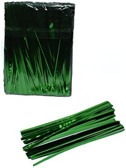Yamoge 100pcs 4" Metallic Twist Ties (Green)