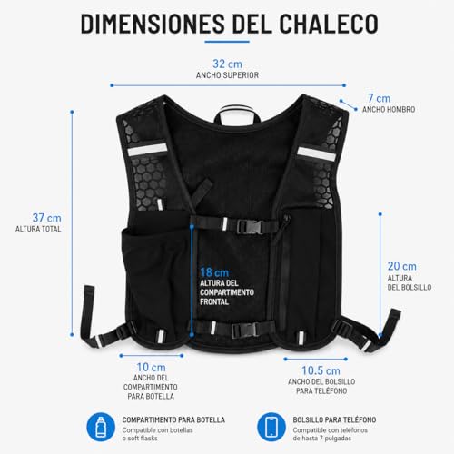 Men's Women's Running Vest with Bottle 250 ml, Ultralight Trail Running Vest, Breathable Running Backpack with Mobile Pocket and Reflective Fit for Running