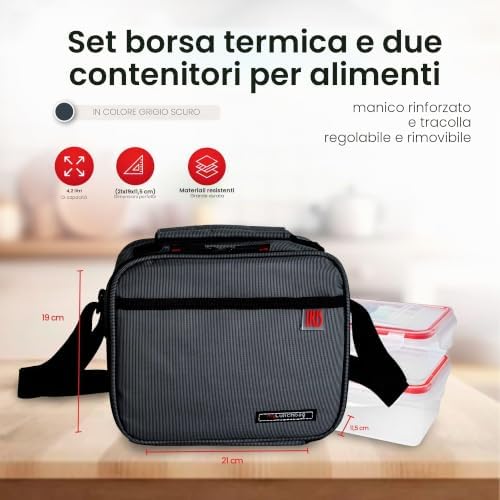 Iris - Mini Valigetta Porta-Pranzo, Grigio (Grigio), Taglia Unica
