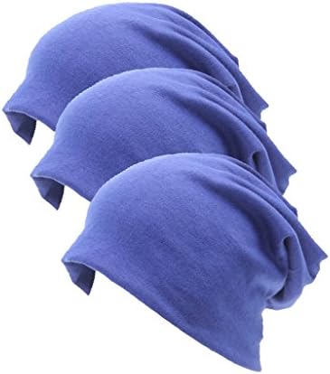 Firsthats Women's 3 Pack Cotton Stretch Beanie Hat,Blue,One Size