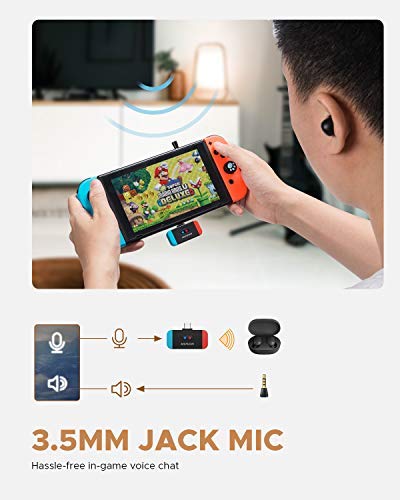 Bluetooth Adapter for Nintendo Switch USB C Wireless Audio Transmitter Support APTX Low Latency Voice Chat Passthrough Charging Compatible with AirPods PS4 Bose Sony and Bluetooth Speakers Earbuds