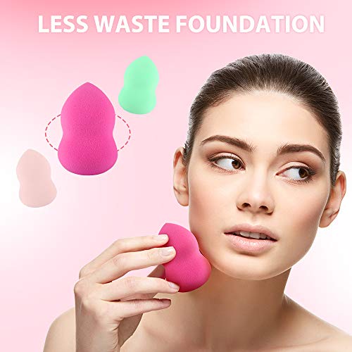 Makeup Sponge Set, Terresa 9 Pack Makeup Blenders Foundation Blending Sponges, 3 Shapes Beauty Make Up Blender with Sponge Holder, Cosmetic Tools for Liquid, Powder, BB Cream and Sunscreen - Thumbnail 4