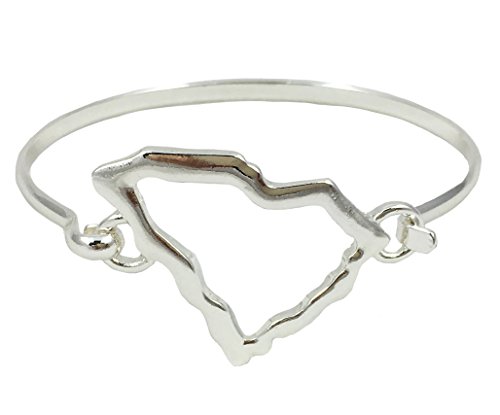 State shape bangle bracelet (South Carolina-Silver)