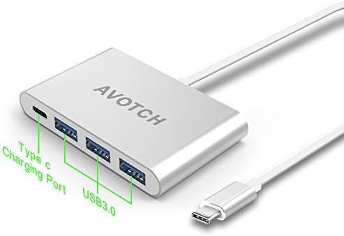 USB-C to USB Multiport Adapter, AVOTCH USB-C to 3-Port USB 3.0 Hub support charging the New Macbook and data transfer,USB3.0 data Hub for 2017 MacBook Pro and more USB C Devices