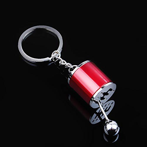 Creative Auto Part Model Gear Box Metal Keychain Manual Transmission Shift Lever Keyring Red - Thumbnail 3