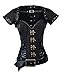 Charmian Women's Steampunk Steel Bone Black Lace Trim Overbust Corset with Jacket & Belt Black, Medium