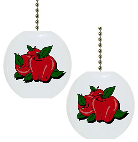 Set of 2 Apples Fruit Solid CERAMIC Fan Pulls