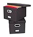 Internet's Best Collapsible File Storage Organizer with Lid - Decorative Linen Filing & Storage Office Box – Hanging Letter/Legal Folder – Home Office Bins Cabinet – Charcoal Container - 2 Pack