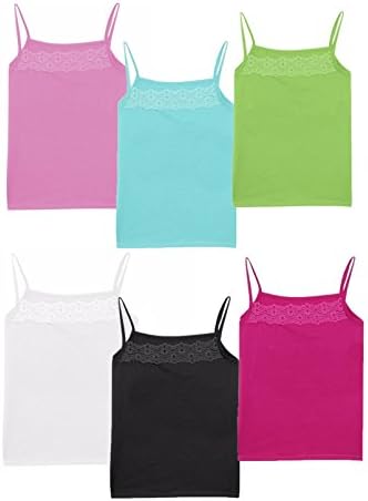 Alimpia Womens Basic Stretch Soft Cotton Tank Top Camisole Cami Cotton Spaghetti Straps One Size Fits All 6 Colors Set of 6 pcs