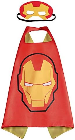 Pawbonds Halloween Costume Superhero Dress Up for Kids - Best Christmas, Birthday Gift, Cosplay Party. Satin Cape and Felt Mask Role Play Set. Cartoon Outfit for Boys and Girls (Ironman)