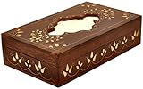 100% PURE WOOD - Tissue Box Holder / Cover - SouvNear Rectangular Brown Wood Kleenex Box Cover Tissue Paper Dispenser Pack of 85 Tissues for Bathroom Vanity