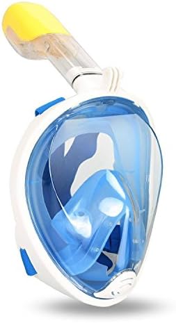 RuiRey 180°Full Face Snorkel Mask with Panoramic View Anti-Fog, Anti-Leak with Adjustable Head Straps See More water world Larger Viewing Area (Blue, Large/Extra Large)