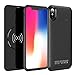 Qi Wireless Charging Battery Case for iPhone X- 2 in 1 Rechargeable Extended Protective Wireless Battery Pack Charging Case with Magnetic Removable Wireless Power Bank 5000mAh Foldable Kickstand-Black