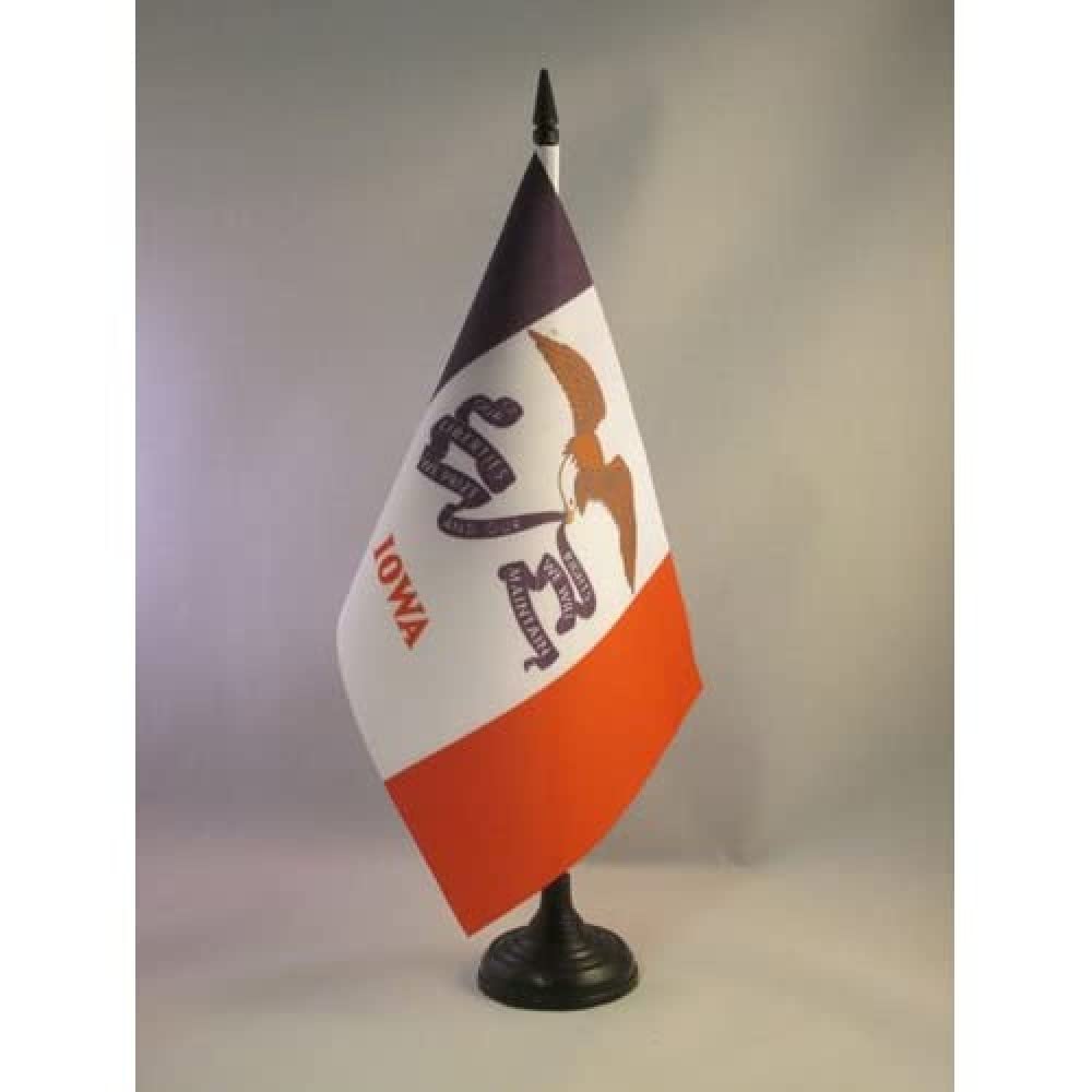 AZ FLAG Iowa Table Flag 5'' x 8'' - US state of Iowa Office Decoration 100% Polyester 21 x 14 cm - Mini Desk Flag with Pole and Black Plastic Base — image 1
