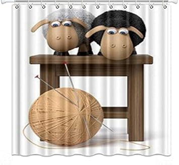 Nette 3d Illustration Lustige Schaf Brandungs Duschvorhange 02